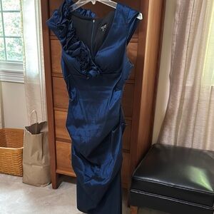 Blue Asymmetrical Ruffled Dress